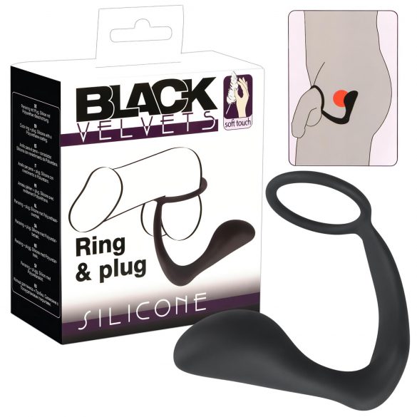 Black Velvet - Analplug mit Penisring (schwarz)