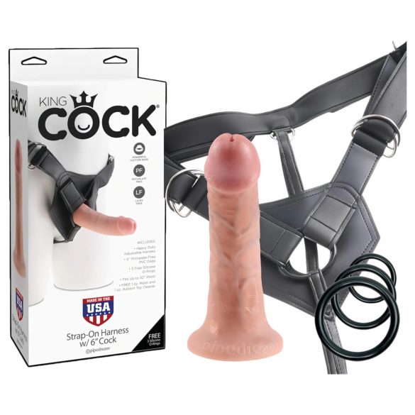 King Cock Strap-on 6 - připínací dildo - tělová barva