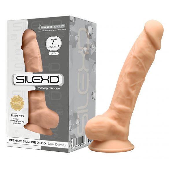 Silexd 7 - umělý penis s přísavkou - 17,5 cm (přírodní barva)