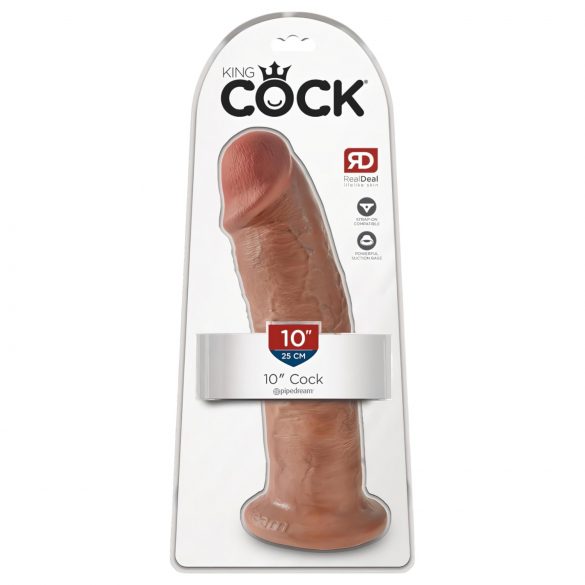 King Cock 10 - Großer Saugnapf-Dildo (25cm) - Dunkel Naturfarbe