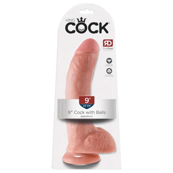 King Cock 9 – Natürlicher Dildo mit Haftfuß und Hoden (23cm)