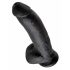 King Cock 9 - velký přísavkový dildo s varlaty (23 cm) - černý