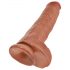 King Cock 11 - Haftfuß-Dildo mit Hoden (28cm) - dunkel natur