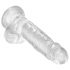 King Cock Clear 7 - připínací, testikulární dildo (18 cm)