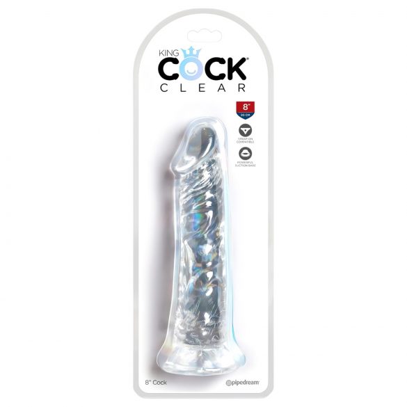 King Cock Clear 8 – přísavkový, velký dildo (20 cm)