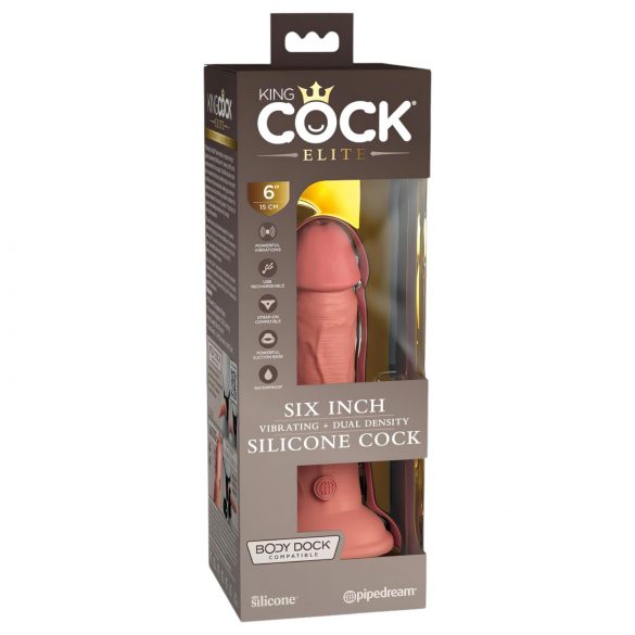 King Cock Elite 6 - realistický vibrátor s přísavkou 15cm (tmavý odstín pleti)