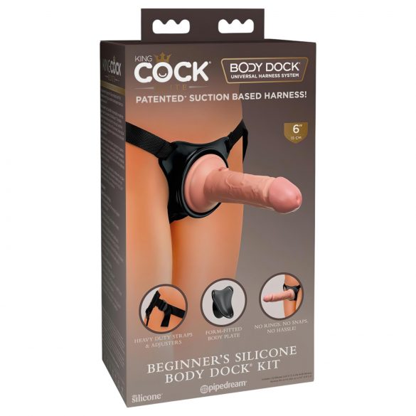 King Cock Elite Beginner's - připínací dildo s postrojem (přírodní)