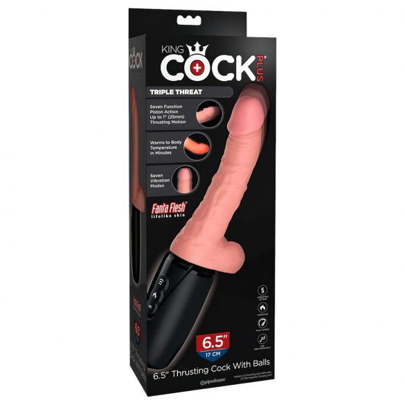 King Cock Plus 6,5 - Stoßvibrator mit Hoden - Hautfarben