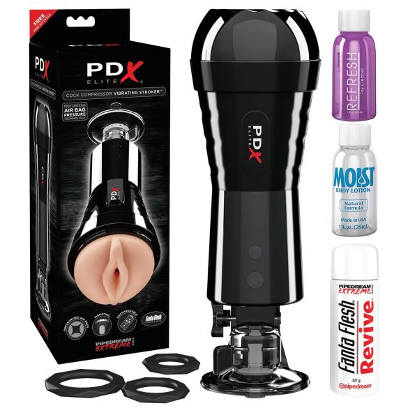 PDX Cock Compressor - saugendes, vibrierendes Pussy-Masturbator (schwarz)