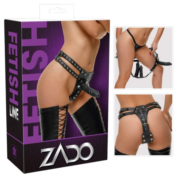 ZADO - Leder-Culotte mit 2 Innen-Dildos (schwarz) - L/XL