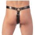 ZADO - Leder-Tanga mit Dildo, inklusive 3 Penisringen - L/XL