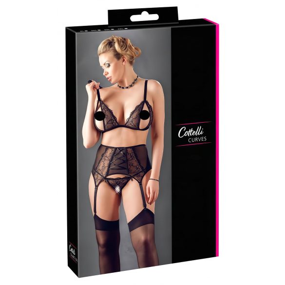 Cottelli Plus Size - Spitzen Dessous Set (schwarz) - XXXXL