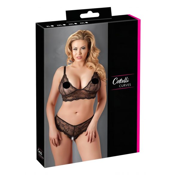 Cottelli Plus Size - Edles Spitzen-BH-Set (Schwarz) - XXL