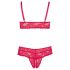 Cottelli Plus Size - Weiches Spitzen-BH-Set (Rot) - 4XL