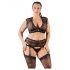 Cottelli Plus Size - Glitzerndes Spitzen-Set (schwarz)