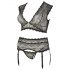 Cottelli Plus Size - Glitzerndes Spitzen-Set (schwarz)