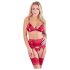 Abierta Fina - Glänzendes Ketten Dessous-Set (Rot) - L