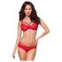 Obsessive 860-SET-3 - Rote Spitze-BH-Set mit Riemen und Rosen