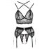 Abierta Fina - Spitzen-Dessous-Set (schwarz) - M