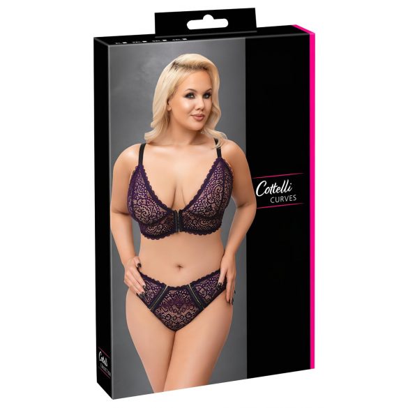 Cottelli Curves Plus Size - Transparente BH-Set mit Muster (Lila) - 2XL