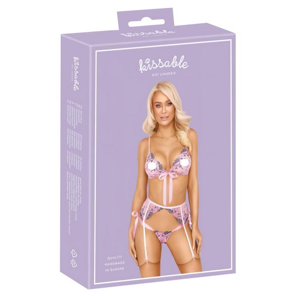 Küssbares - Rosé besticktes Dessous-Set (Pink)