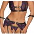 Cottelli Bondage - Dessous-Set mit Fesselriemen (schwarz-lila)