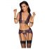 Cottelli Bondage - Dessous-Set mit Fesselriemen (schwarz-lila) - M