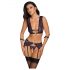 Cottelli Bondage - Dessous-Set mit Fesselriemen (schwarz-lila) - M