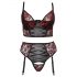 Cottelli Plus Size - Dessous-Set mit Strumpfhalter (Schwarz-Rot)