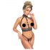 Abierta Fina - Kette-Harness Wäsche-Set (schwarz) - XL