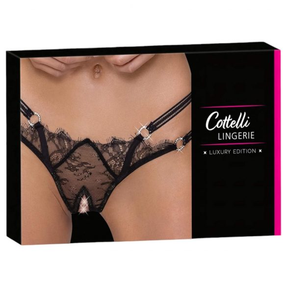 Cottelli - Luxus Offener Ring-String (Schwarz)