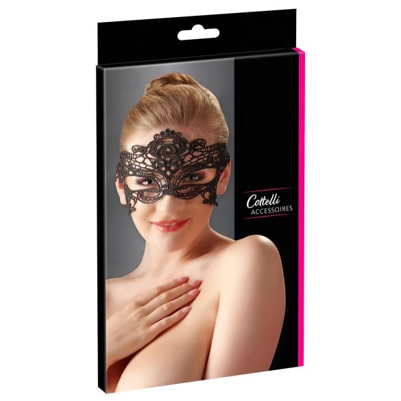 Cottelli - Bestickte Spitzenmaske (schwarz)