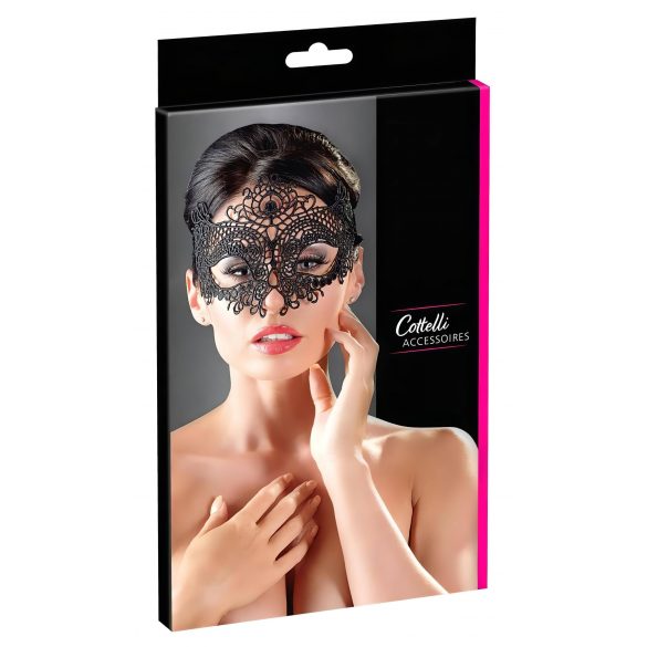 Cottelli - Gestickte Spitzenmaske (schwarz)