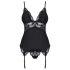 Obsessive 810-COR-1 - Spitze Oberteil & String mit Strumpfhalter schwarz