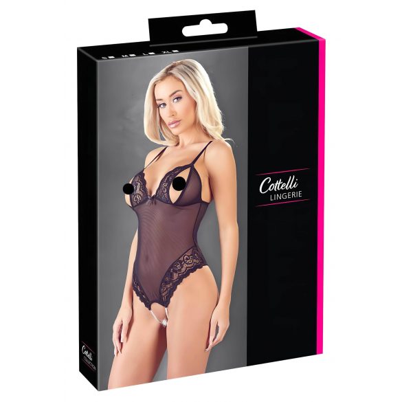 Cottelli - Spitze und Perlen offen Body (schwarz) - XL