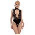 Abierta Fina - Offener Spitzenbody mit Strass (Schwarz) - M