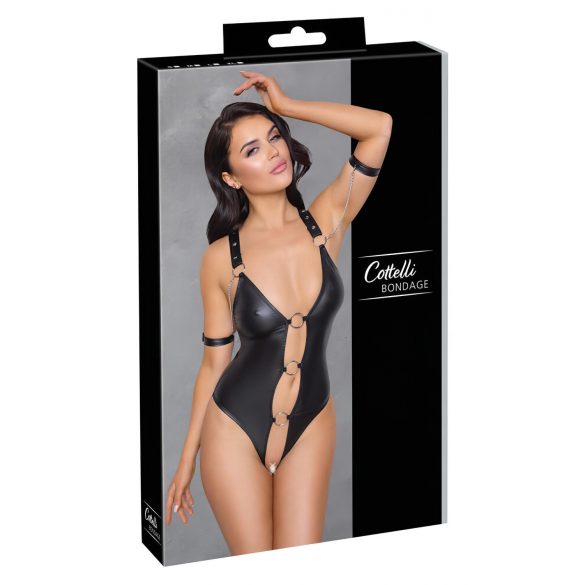 Cottelli Bondage - Glänzender, offener Ringbody (schwarz) - L