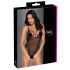 Cottelli - bestickter Body mit Spitze, offen (schwarz-lila)