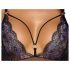 Cottelli - bestickter Body mit Spitze, offen (schwarz-lila)