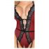 Abierta Fina - Offener Body mit Strumpfhalter (schwarz-rot) - M