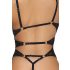 Abierta Fina - Offener, Spitzenbody mit Strasssteinen (Schwarz-Gold) - XL