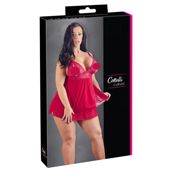 Cottelli Plus Size - Spitzen-Babydoll, luftig (rot) - 2XL