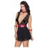 Cottelli Bondage - Häkelspitze Babydoll mit Halsband (schwarz) - M