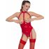 Black Level – Offener Body mit Halsband (Rot) - S