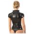 Latex Kurzarm-Oberteil mit Reißverschluss (schwarz) - XL