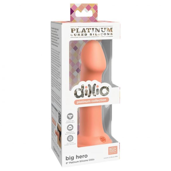 Dillio Big Hero – Haftbasis Silikon-Dildo (17cm) - Orange