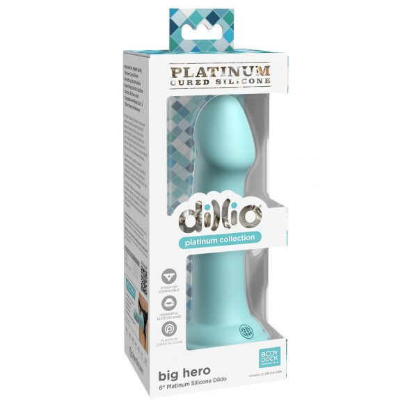 Dillio Big Hero - Saugnapf Dildo (17cm) - Türkis