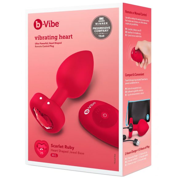 b-vibe Herz - Akku Analvibrator mit Fernbedienung (Rot)