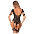 Obsessive - Offenes Netz-Body mit Muster (Schwarz, S-L)