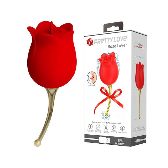 Pretty Love Rose: 2in1 Zungen-Vibrator (rot)